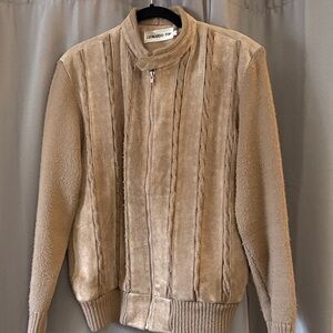Tan Men's Zip-Up Sweater